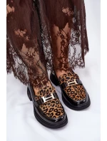 Kožené Lakované Mokasíny Leopard Vinceza 66790 Černé
