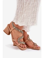 Dámské Sandály Na Podpatku S Béžové model 21693540 - Artiker
