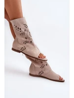 Zazoo dámské semišové sandály se svrškem na zip, béžová Zazoo dámské semišové sandály se svrškem na zip, béžová