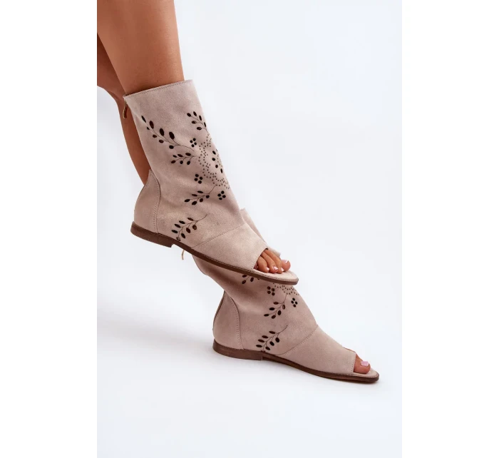 Zazoo dámské semišové sandály se svrškem na zip, béžová Zazoo dámské semišové sandály se svrškem na zip, béžová