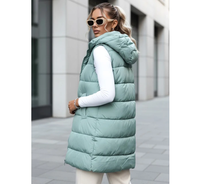Dámská prošívaná vesta s kapucí mint Dstreet model 21979730 - FashionStreet