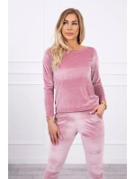 Velurová souprava se záhybem vzadu tmavě pudrově růžová