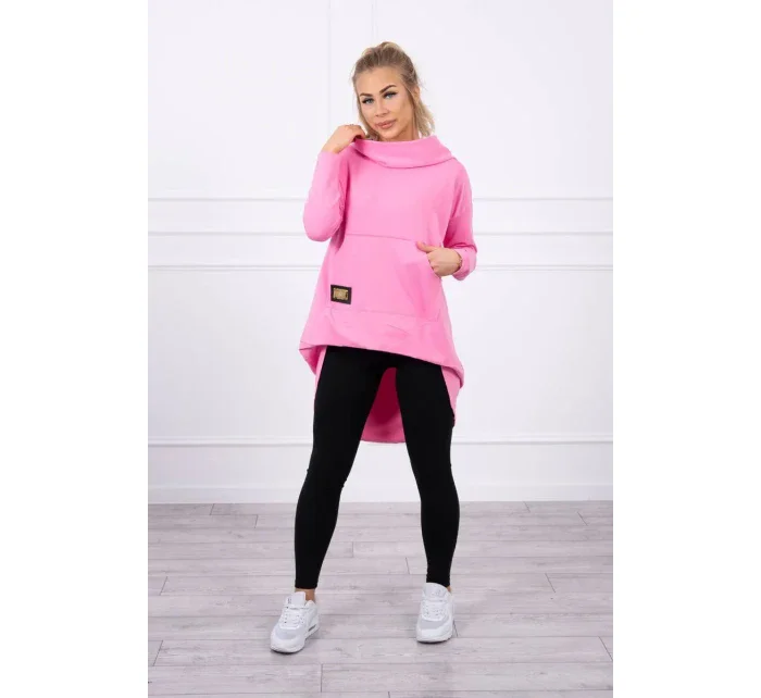 Mikina s kapucí s dlouhými zády růžová Mikina s kapucí s dlouhými zády růžová