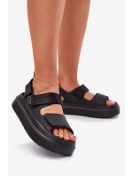 Dámské sandály na platformě se suchým zipem černé model 21696219 - Boto Dámské sandály na platformě se suchým zipem černé model 21696219 - Boto