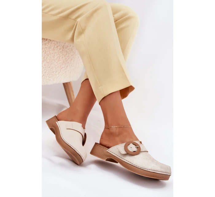 Dámské Pantofle S Přezkou Inblu Béžové TF000001 Dámské Pantofle S Přezkou Inblu Béžové TF000001