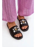 Dámské pantofle s ozdobami S.Barski Černá Dámské pantofle s ozdobami S.Barski Černá