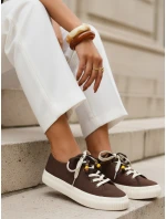 Dámské tenisky tenisky s ozdobnými korálky hnědé ZY1403 Dámské tenisky tenisky s ozdobnými korálky hnědé ZY1403