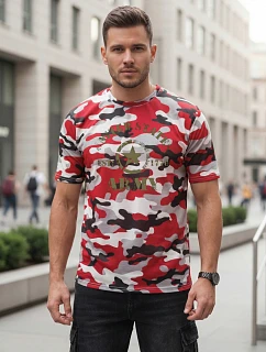 Tshirt męski z nadrukiem moro czerwony model 22223063 - FashionStreet