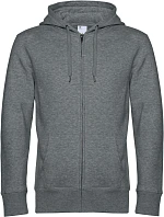 B&C KING Zipped Hood_° Pánská mikina s kapucí 01.U03K heather mid grey