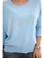 Halenka s nápisem model 20829418 modrý - K-Fashion Halenka s nápisem model 20829418 modrý - K-Fashion