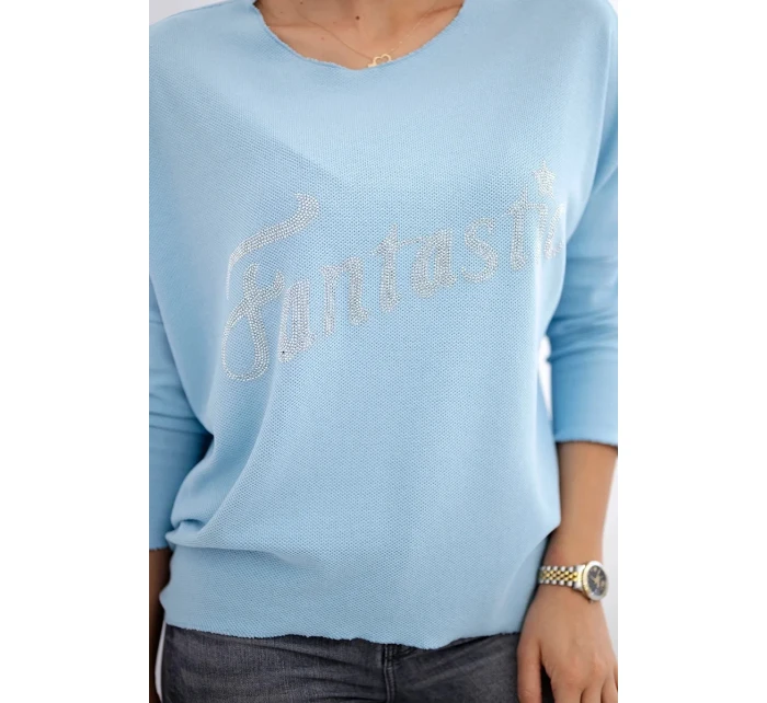 Halenka s nápisem model 20829418 modrý - K-Fashion Halenka s nápisem model 20829418 modrý - K-Fashion