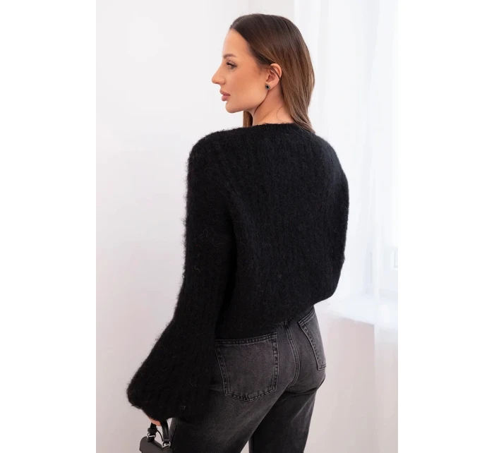 Svetr dámský z mohairu s bufáčovými rukávy malinová Svetr dámský z mohairu s bufáčovými rukávy malinová