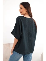 Dámská bavlněná oversize halenka s krátkým rukávem černá Dámská bavlněná oversize halenka s krátkým rukávem černá