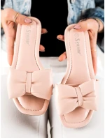 Pěkné růžové dámské nazouváky bez podpatku Pěkné růžové dámské nazouváky bez podpatku