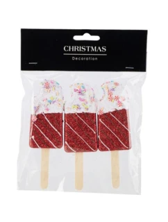 ZMRZLINOVÁ DEKORACE ZÁVĚSNÁ CETKA 3KS ČERVENÁ