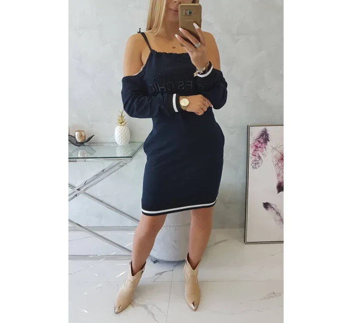 Šaty Tres Chic v tmavě modré barvě