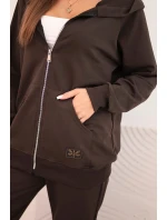 Dámský bavlněný komplet se širokými nohavicemi a mikinou na zip bordový Dámský bavlněný komplet se širokými nohavicemi a mikinou na zip bordový