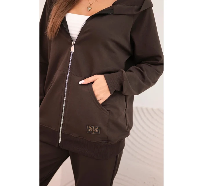 Dámský bavlněný komplet se širokými nohavicemi a mikinou na zip bordový Dámský bavlněný komplet se širokými nohavicemi a mikinou na zip bordový