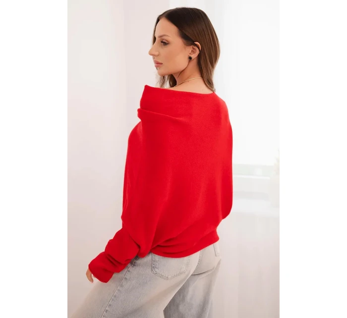 Dámský asymetrický batwing svetr viskózový červený Dámský asymetrický batwing svetr viskózový červený