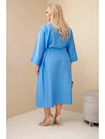 Dámské bavlněné košilové šaty Plus Size s páskem džínové