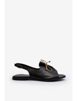 Kožené ploché sandály model 21646269 černé - Zazoo Kožené ploché sandály model 21646269 černé - Zazoo