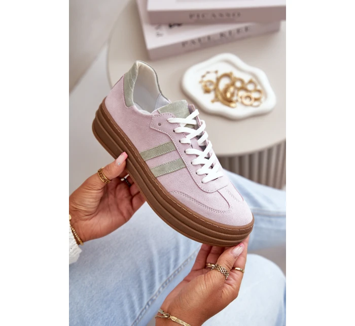 Zazoo N1068S4 Dámské Semišové Tenisky na Platformě Fialové