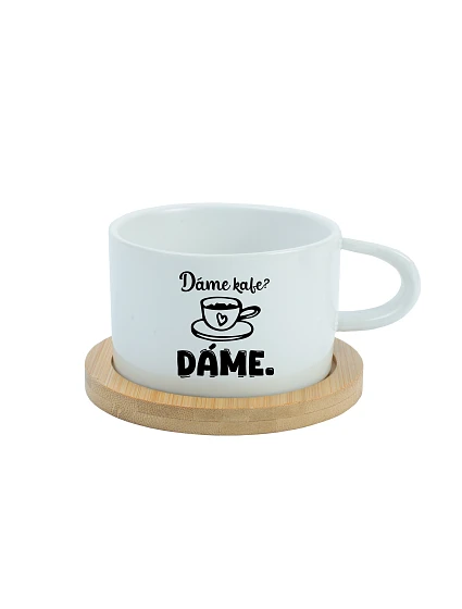 DÁME KAFE? DÁME. - bílý hrníček makronka 200 ml DÁME KAFE? DÁME. - bílý hrníček makronka 200 ml