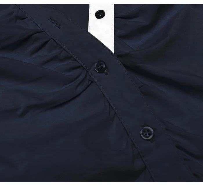 Tmavě modrá halenka s kontrastními vsadkami (AWD0205)