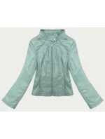 Krátká dámská bunda ramoneska v mátové barvě se stojáčkem J Style (11Z8127)