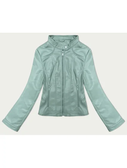 Krátká dámská bunda ramoneska v mátové barvě se stojáčkem J Style (11Z8127)