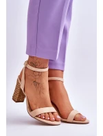 Semišové Sandály Na Podpatku Béžové model 21618618 - Boto Semišové Sandály Na Podpatku Béžové model 21618618 - Boto