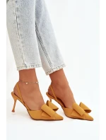 Podpatky s odhalenými a mašlí Žluté model 21915059 - Boto