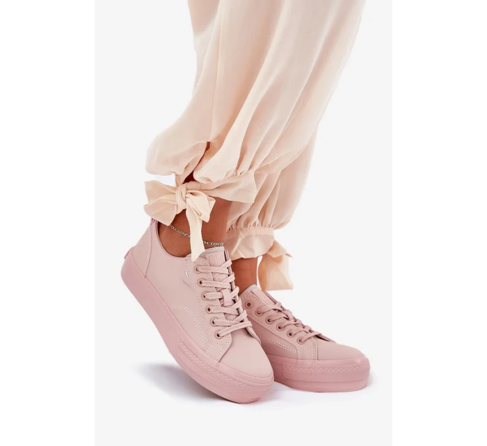Dámské tenisky na platformě z eko kůže Big Star – růžové Dámské tenisky na platformě z eko kůže Big Star – růžové