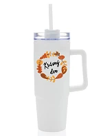 KRÁSNÝ DEN (PODZIM) - bílý cestovní termohrnek s průhledným víčkem 900 ml