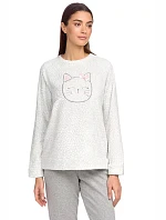 Dámské pyžamo s nášivkou kočky 15234 - 473 Šedá - Vamp