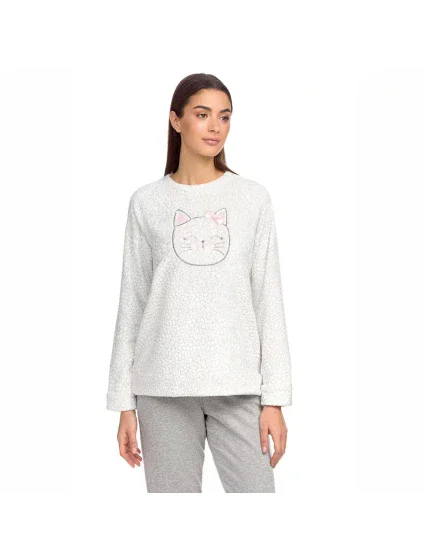 Dámské pyžamo s nášivkou kočky  Šedá  model 15880082 - Vamp