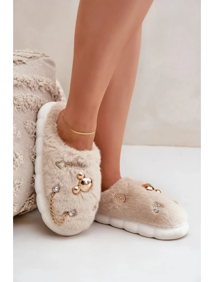 Dámské pantofle BG186P Ecru s ozdobou - Step in style Dámské pantofle BG186P Ecru s ozdobou - Step in style