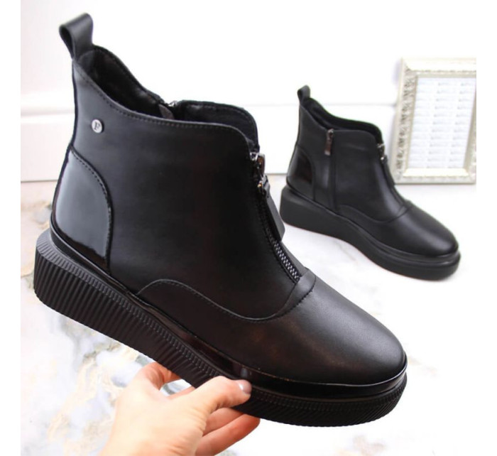 Filippo zateplené kožené boty na zip W PAW483 černá
