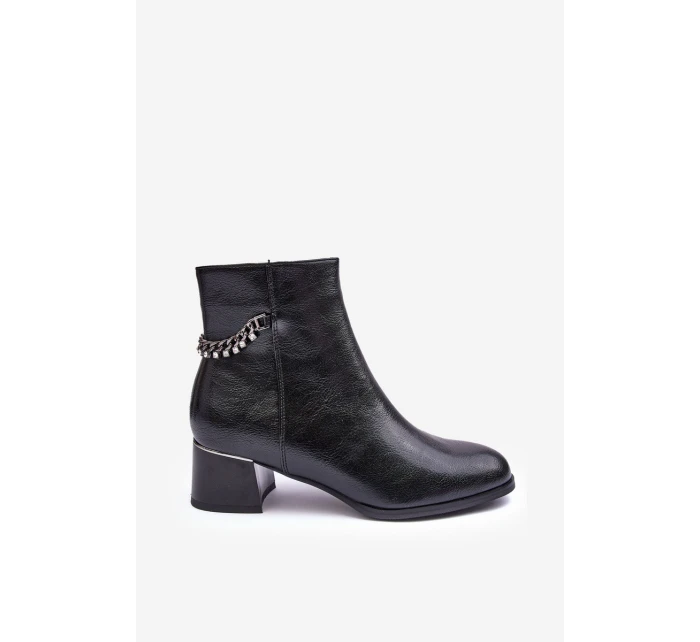 Kožené boty s nízkým podpatkem černé Rennie Kožené boty s nízkým podpatkem černé Rennie