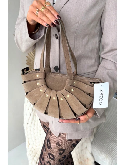 Kabelka z přírodního semiše béžová model 21728395 - Boto