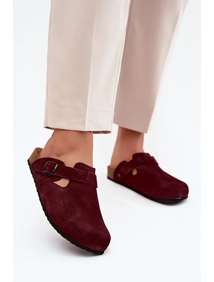 Kožené semišové model 22125817 s přezkou 1905 tmavě fialové - Zazoo