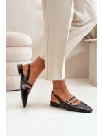 Lakované Baleríny S Pásky Na Nízkém Podpatku Černé model 20505404 - Kesi