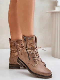 Dámské Kotníkové Boty Workery Tmavě Béžové Perfecto