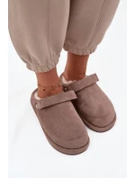 Dámské pantofle s páskem a kožíškem Rilena – tmavě béžové Dámské pantofle s páskem a kožíškem Rilena – tmavě béžové