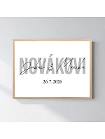 Personalizovaný magický fotoobraz v rámu - čtverec 30x40 - jména novomanželů