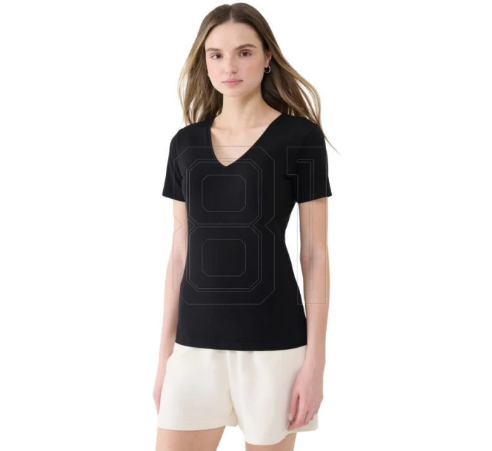 Dámské Slim fit tričko 4FWSS25TTSHF1990 20S Černá - 4F