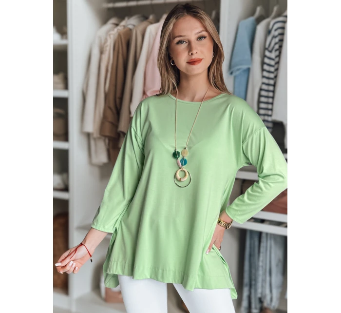 Dámská máslová halenka oversize s přívěskem světle zelená Dstreet model 21985736 - FashionStreet