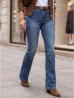 Dámské džíny s rozšiřujícími se nohavicemi a páskem, modré, FashionStreet UY3132