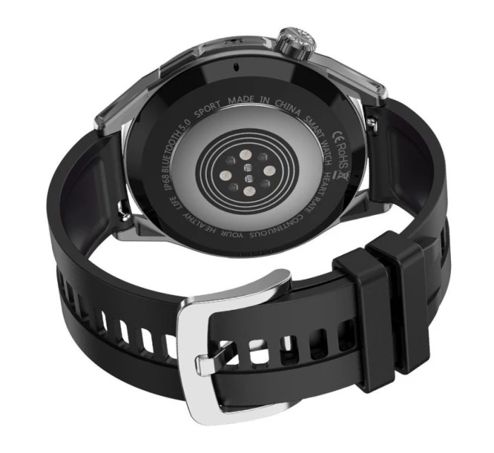 Rubicon RNCE88-1 Smartwatch Black- Černý silikonový řemínek + černý kožený řemínek