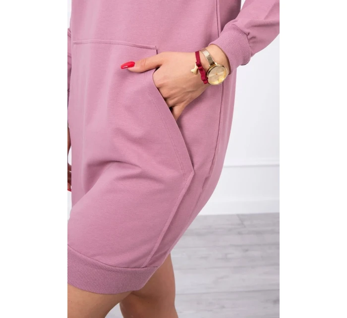 Šaty s kapucí tmavě růžové